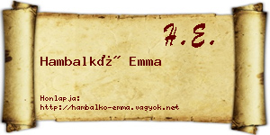 Hambalkó Emma névjegykártya