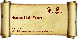 Hambalkó Emma névjegykártya